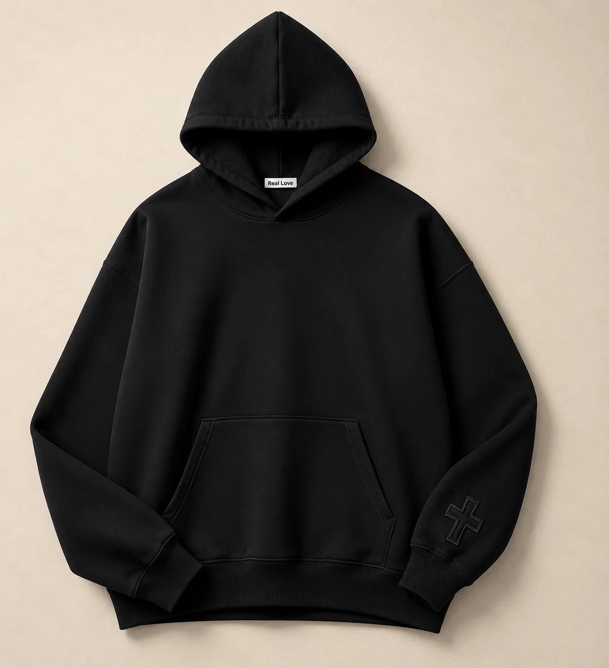 Cross-Sleeve Hoodie - premium Christian streetwear hoodie by Real Love Apparel